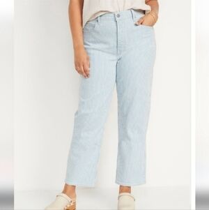 Old Navy Extra High Rise Jeans Women's 4 Sky Hi Straight Blue Striped Button Fly